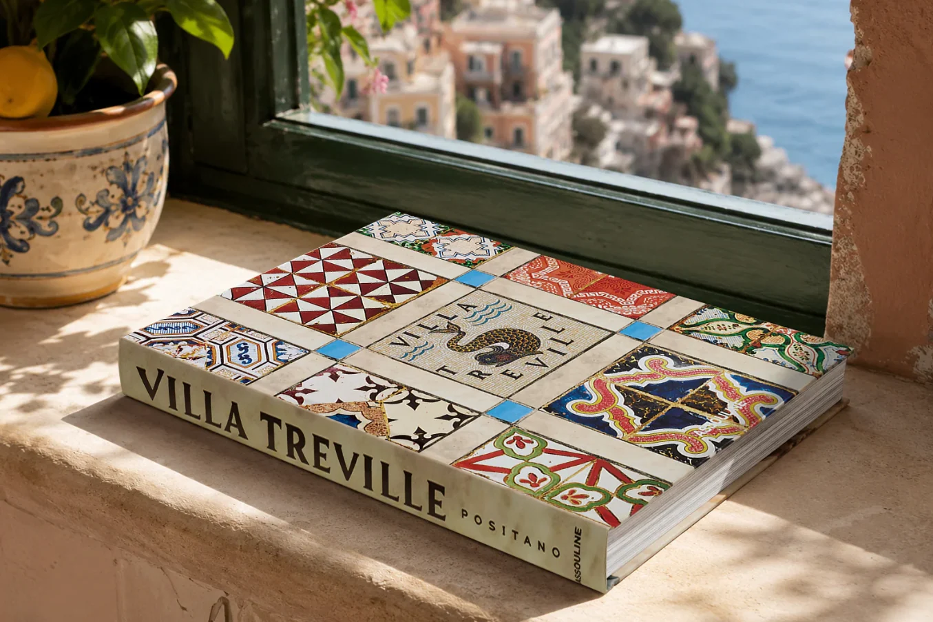 Villa Treville, Positano, the Assouline book, on a windowsill above Positano